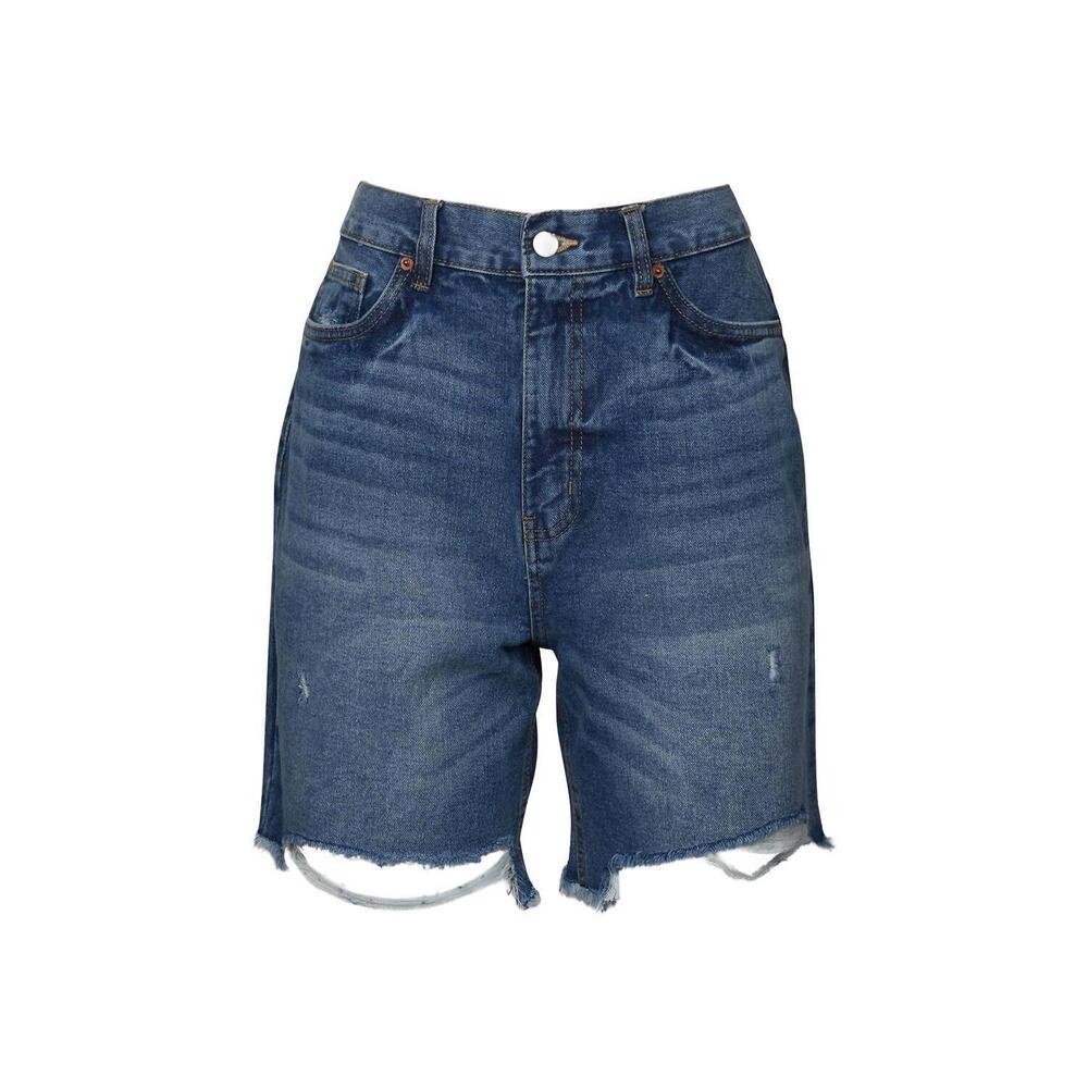 NEW RD STYLE boyfriend high-waisted distressed denim short in blue